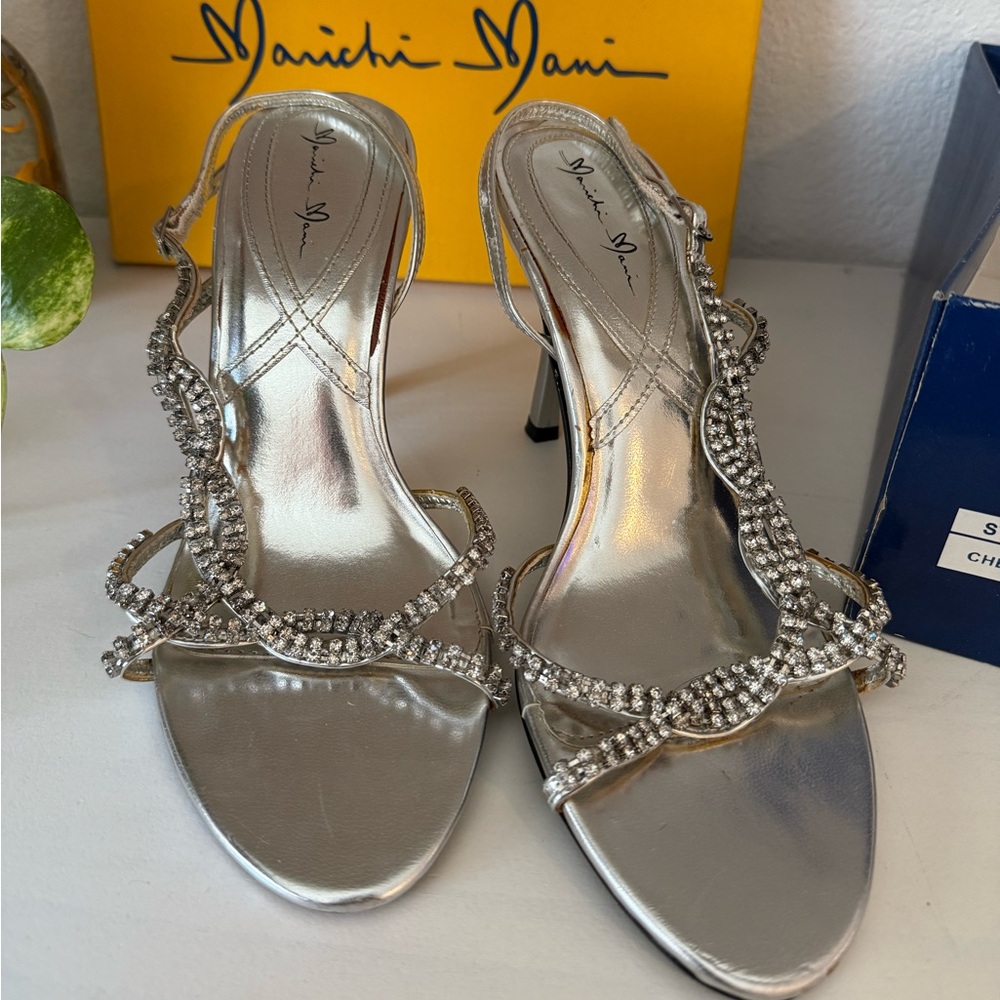 Silver Embellished Women's Heels